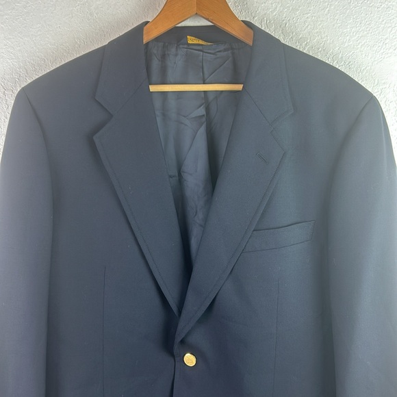 BROOKS BROTHERS Brooksease Wool Navy 2 Button Jacket with Gold Buttons Size 43R - Picture 10 of 11